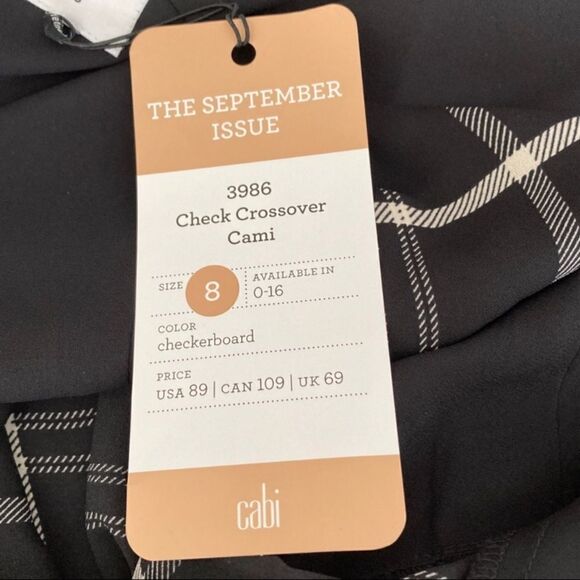 CABI Check Crossover Cami Size 8 #3986 NWT - Picture 6 of 7